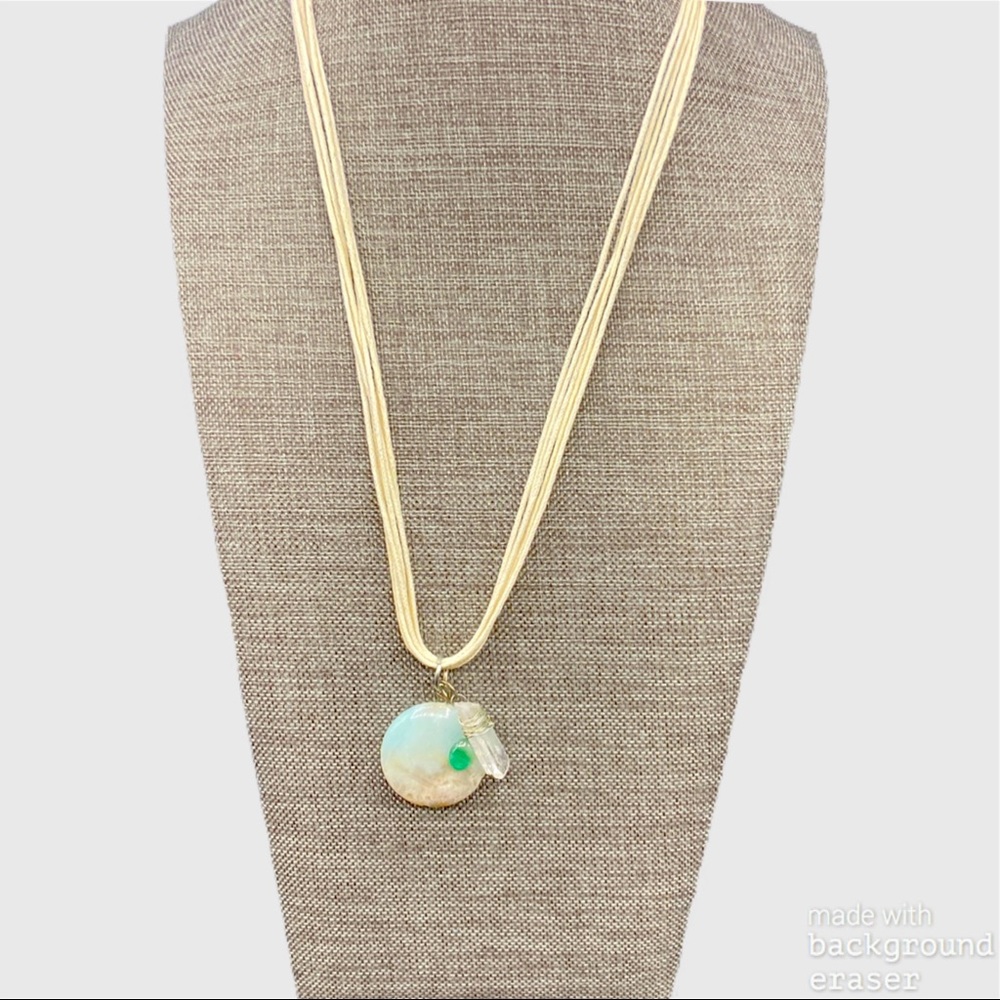 Necklace 2 natural stones and 1 natural crystal